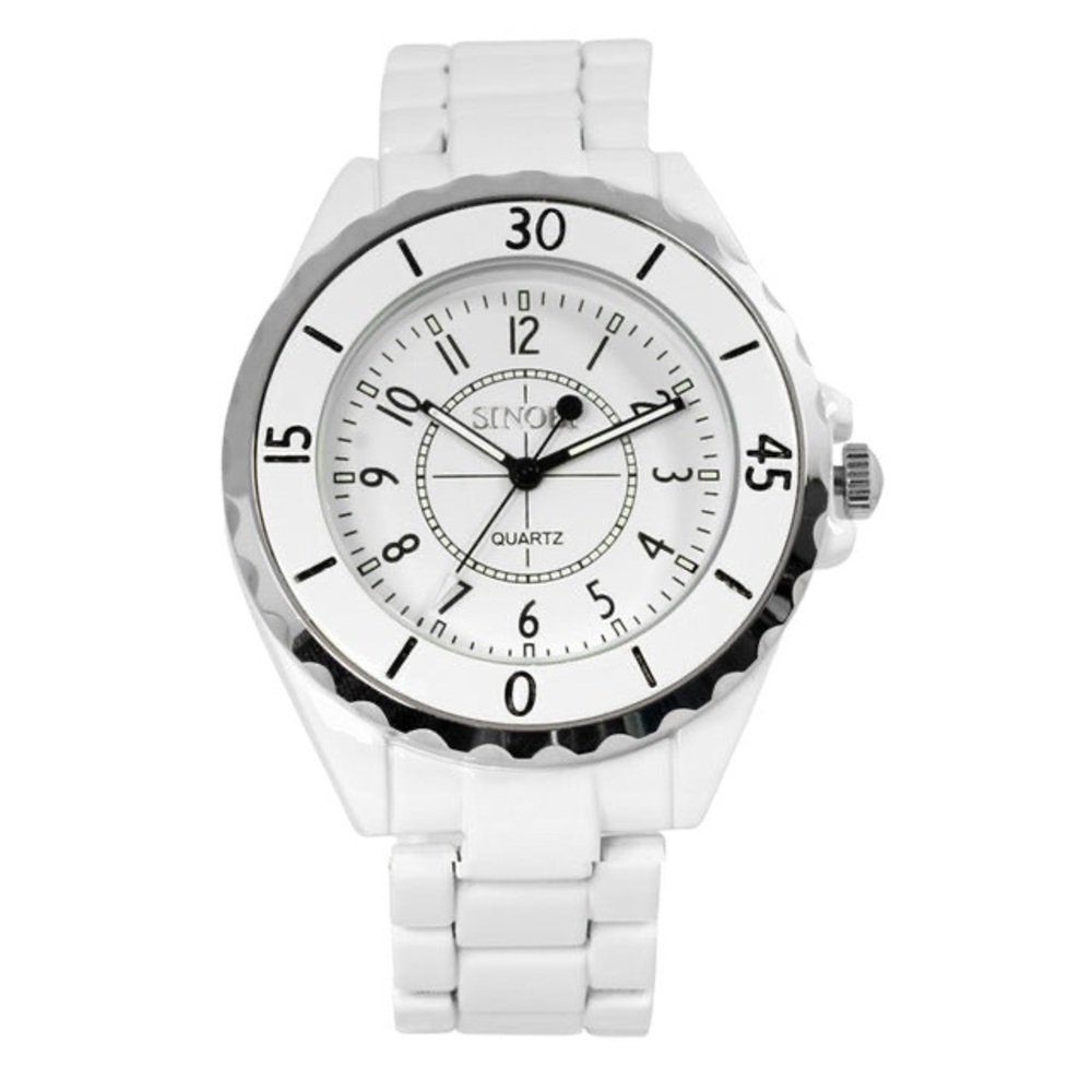 Sinobi Ceramic White Steel Quartz Watch